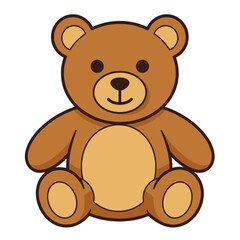 Cute cartoon teddy bear sitting on a plain background, suitable for UI icon or educational material  