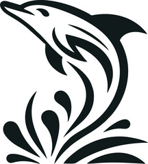 Stylized abstract dolphin jumping, basic smooth curves and shapes
