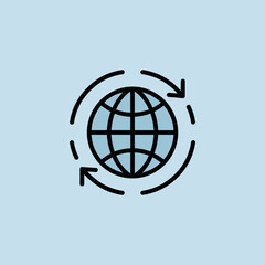 Global Connectivity Icon with Circular Arrows