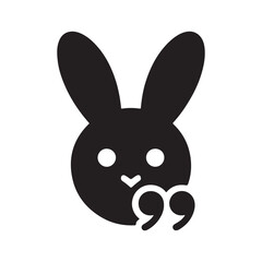 Black bunny head vector. Rabbit silhouette face. Vector illustration eps 10