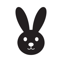 Black bunny head vector. Rabbit silhouette face. Vector illustration eps 10