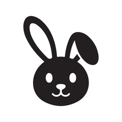 Black bunny head vector. Rabbit silhouette face. Vector illustration eps 10