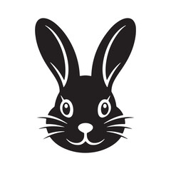 Black bunny head vector. Rabbit silhouette face. Vector illustration eps 10