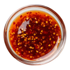 Sichuan sauce, top view isolated on a transparent background