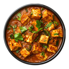 Tikka Masala with Tofu, an Indian dish, isolated on a transparent background