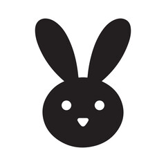 Black bunny head vector. Rabbit silhouette face. Vector illustration eps 10
