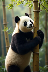 Obraz premium giant panda eating bamboo