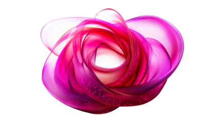 Twisted Magenta Ribbon with Light Effects, cut out transparent