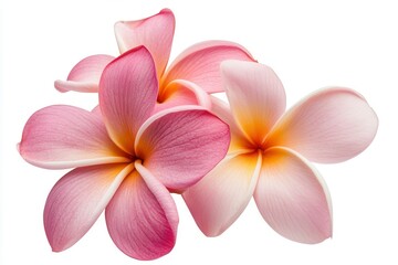 Naklejka premium Beautiful plumeria flowers in soft pink and white hues showcasing delicate petals and vibrant colors