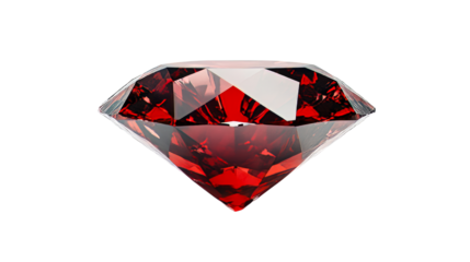 Elegant vivid ruby gemstone with many facets, cut out transparent