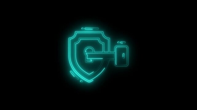 Glowing neon decode icon. isolated on black background. 4k video motion graphic animation