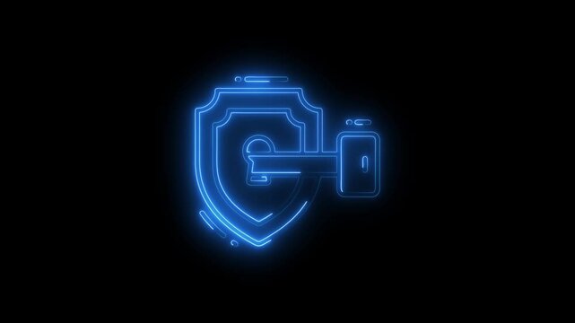 Glowing neon decode icon. isolated on black background. 4k video motion graphic animation