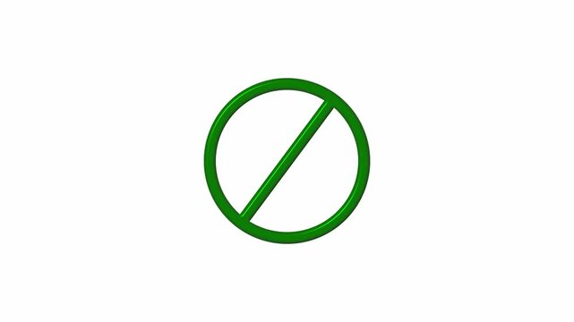 Forbidden or Restricted road sign icon animation on White Background. 4k video
