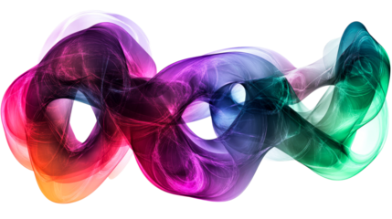 Swirling colorful smoky design element, cut out transparent