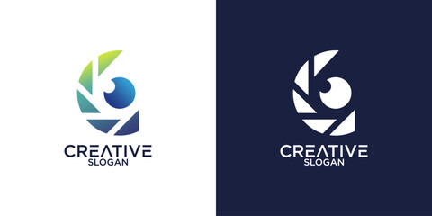 eye and camera lens logo vector design