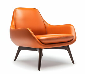 Naklejka premium Photo of an orange sofa against an empty teal wall, creating a modern and minimalist living room setting.