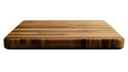 Horizontal wooden chopping board, food preparation surface, cut out transparent