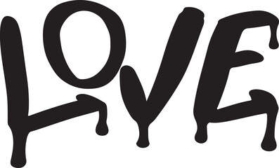 Hand drawn love text effect front set line art vector