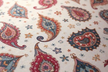 Subtle muted paisley print on soft textured surface , neutral, organic, textile