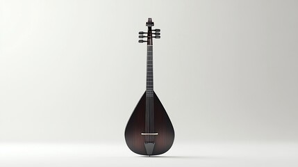 Dark brown stringed instrument on white background