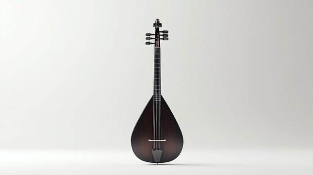 Dark brown stringed instrument on white background