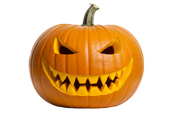 Carved Halloween Pumpkin on transparent background