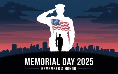 Memorial Day 2025 Remembrance Silhouette Soldier Cityscape
