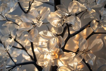 Elegant Decorative Tree with Shimmering Transparent Leaves