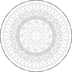 Intricate Black and White Mandala for Coloring – Floral Circular Design