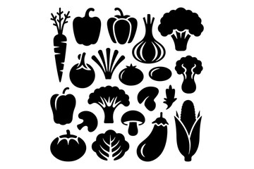 Variety of vegetable silhouettes