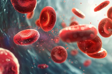 Red Blood Cells Flowing in a Vivid Abstract Environment