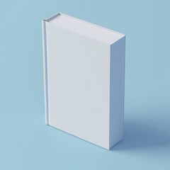 Blank white book mockup on a blue background for cover design template