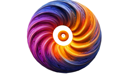 Vibrant multicolor swirl spiral formation, cut out transparent