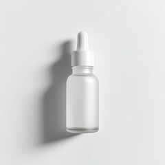 Minimalist frosted glass dropper bottle for serum or essential oil mockup
