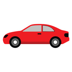 red realistic car on clean white background