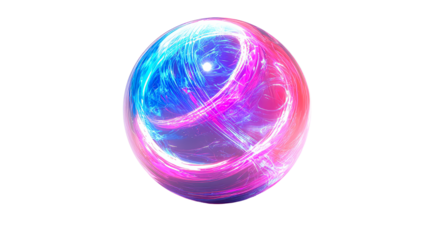 Orb with swirling glowing lines, light effects, cut out transparent