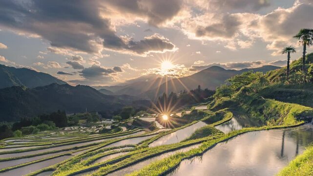 丸山千枚田の夕景