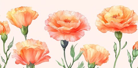 Orange flowers watercolor painting