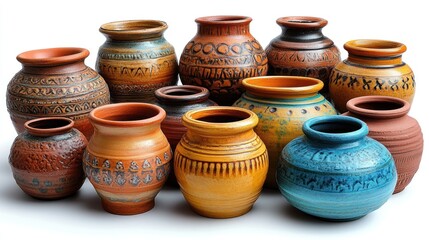 Assorted hand-painted pottery collection
