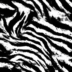 Black and white pattern of tiger stripes, ink wash technique, Cute watercolor seamless pattern. Watercolor print in rustic vintage style, textile or wallpapers.	