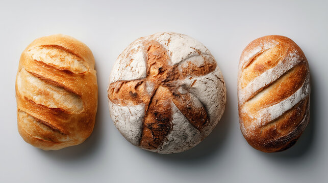 Three Artisan Bread Loaves, Overhead Shot