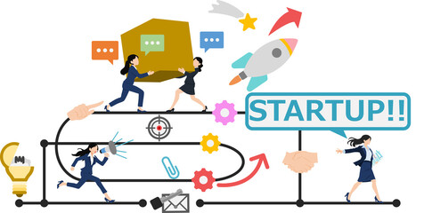 新規事業を始めるビジネスウーマンのイラスト