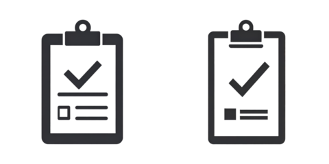 Two checklist clipboards with checkmarks and lines indicating completed tasks.