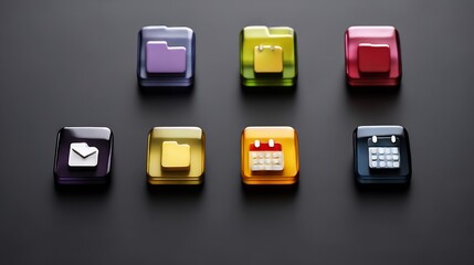 Glossy application icons in a dark room create a sense of technological sophistication