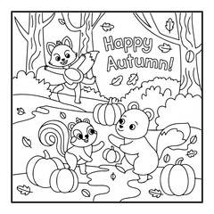 Fototapeta premium Cute Animal Coloring Pages For Kids