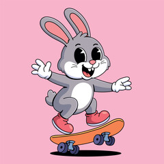 Rabbit Playing Skateboard