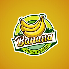 Logo label for banana fruit with added text