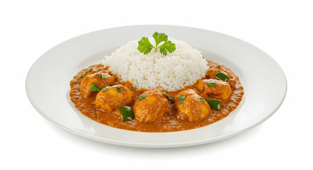 Delicious Indian Curry with Rice and Fresh Cilantro Garnish