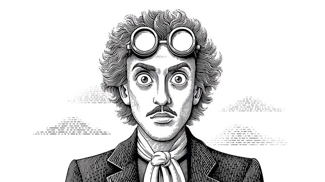 Intriguing Portrait of a Man with Goggles: A Black and White Masterpiece