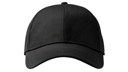 Plain black baseball cap, apparel headwear accessory, cut out transparent